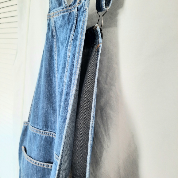 American Apparel Tomgirls 100% Cotton Distress Denim Blue Jeans Overalls Size L - Picture 7 of 15